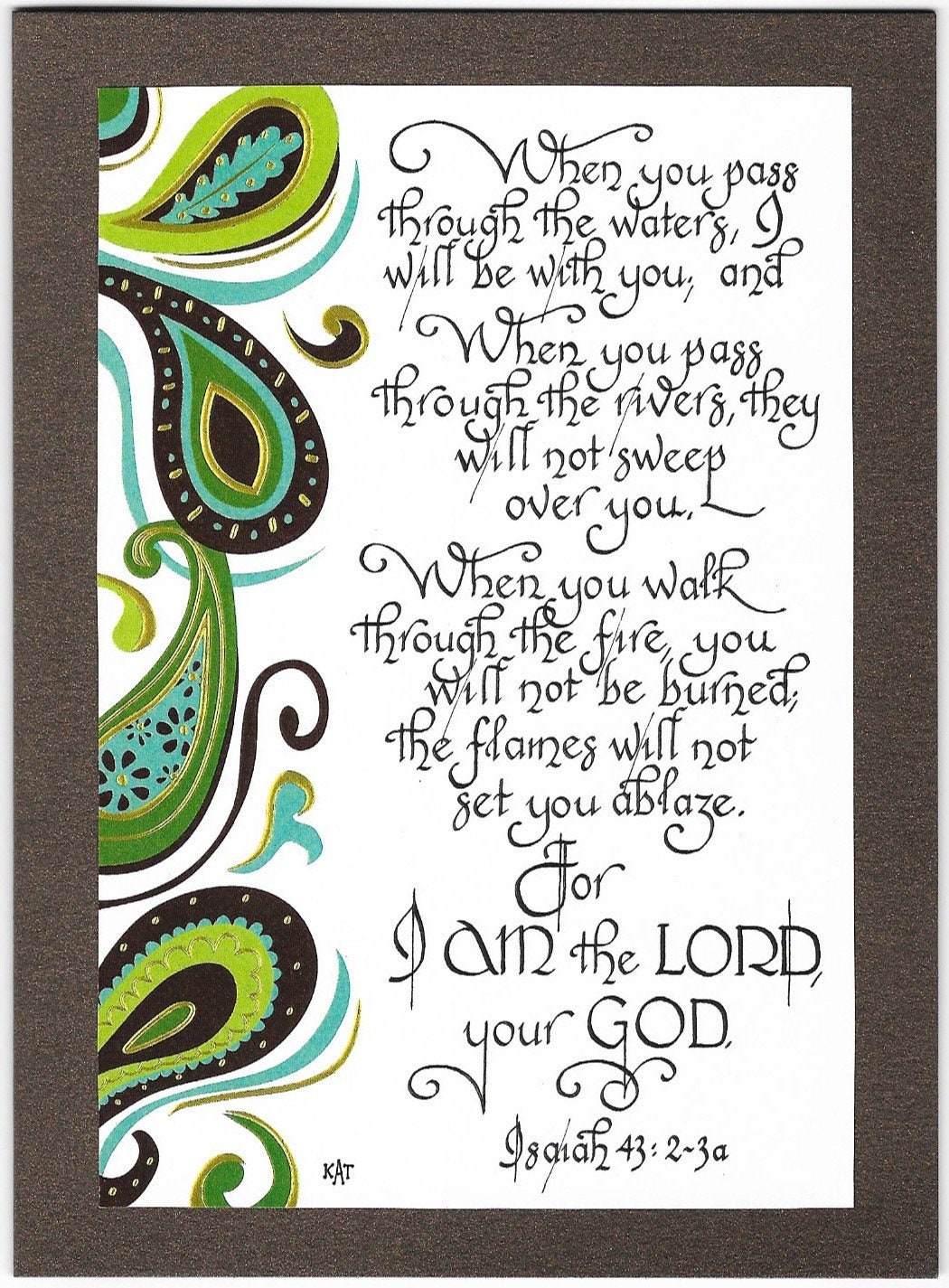 Isaiah 43:2-3a - Etsy