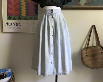 Vintage 80s Calvin Klein Button Front Midi Skirt
