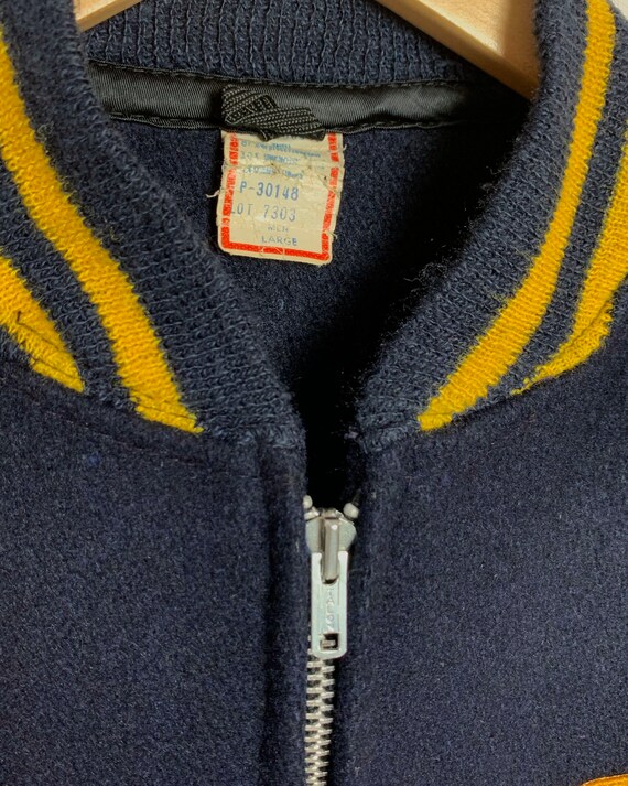 Vintage 50s VFW Wool Bomber Jacket | 60s Navy Blu… - image 6