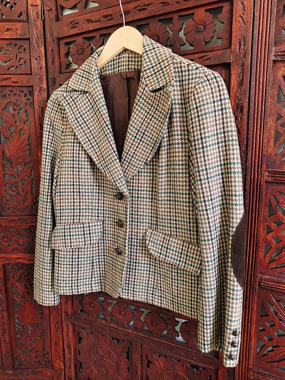 Vintage 60s 70s Houndstooth Professor Blazer - image 3