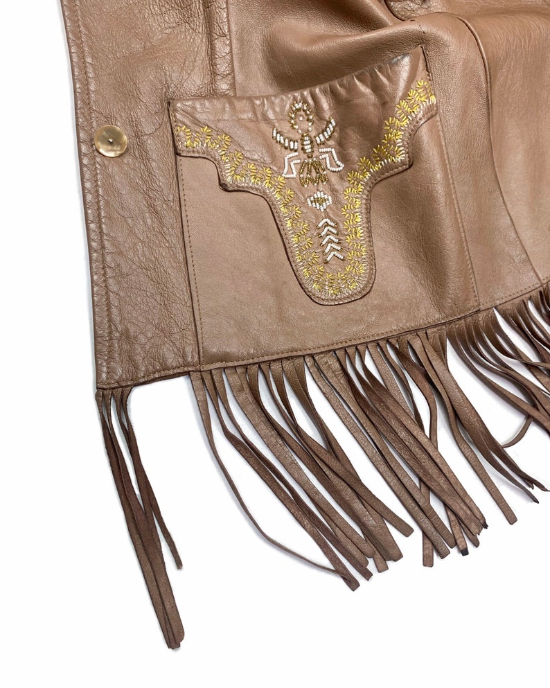 Vintage 50s RARE Pioneer Wear Beaded Fringe Leather Jacket \u2022 ML