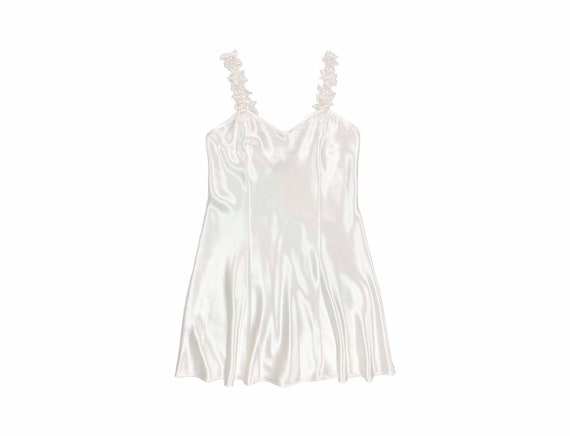 white satin mini slip dress