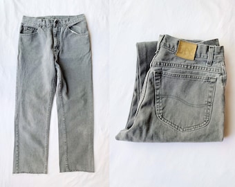 Vintage LEE Graue Jeans • 30 Taille | Gerades Bein 100% Baumwolle Grau Denim