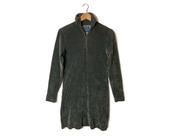 Vintage Quarter Zip Corduroy Mini Dress