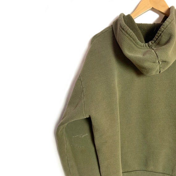 90s Army Pullover Hoodie | Size L XL | Green Hood… - image 4