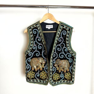 Velvet Sequin Vest | Sz Medium - Vintage Carol Horn Womens