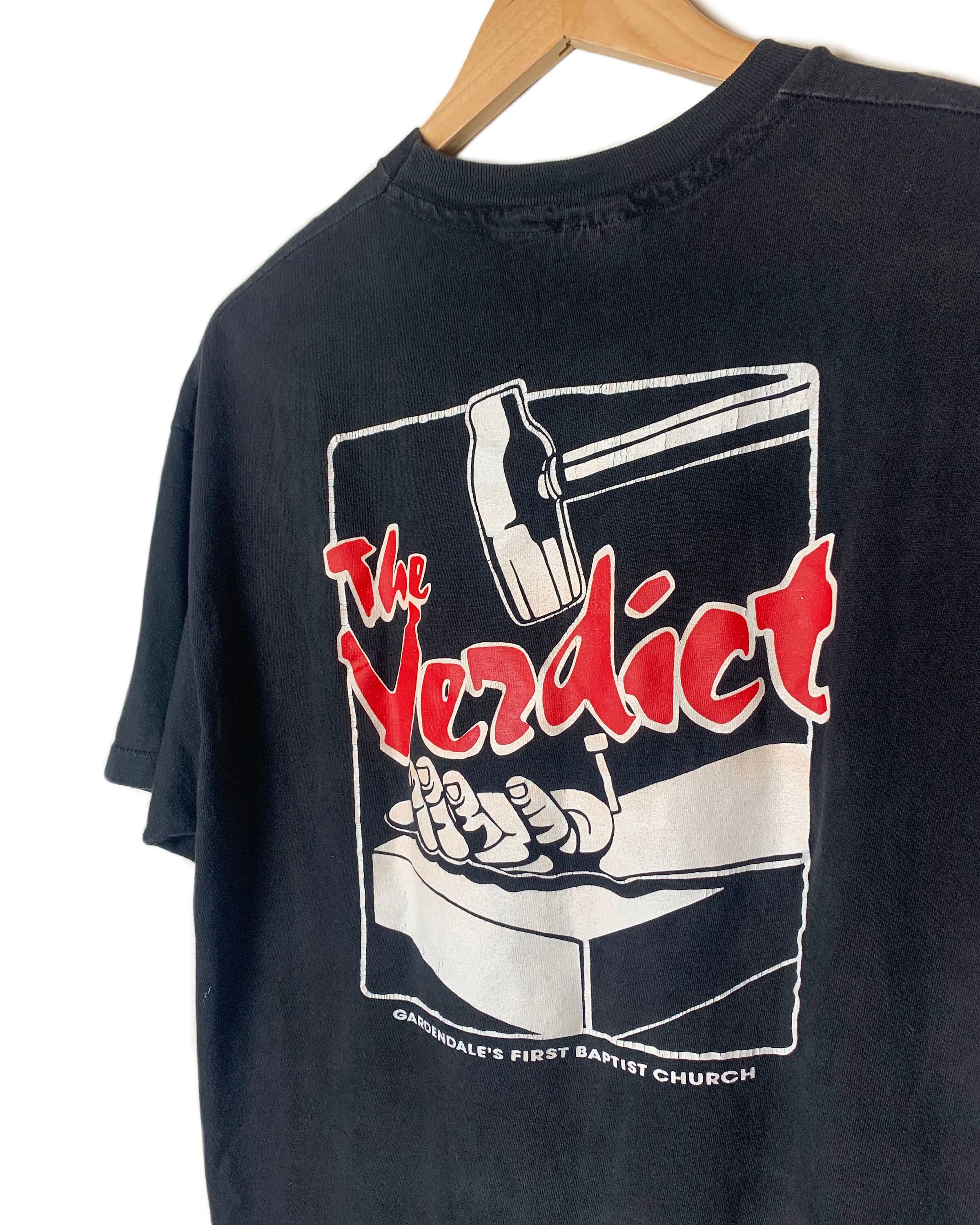 Tシャツ・カットソー BURNING CHURCH COTTON T-SHIRT WITH USED EFFECT Vintage Distressed Verdict T-shirt | Size Medium Large