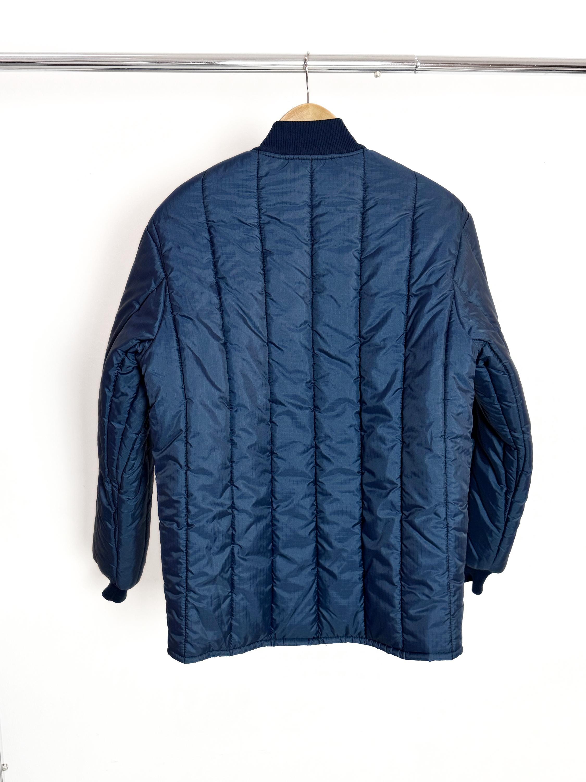 80s Liner Jacket | Sz Xs Small - Vintage Navy Blue Quilted