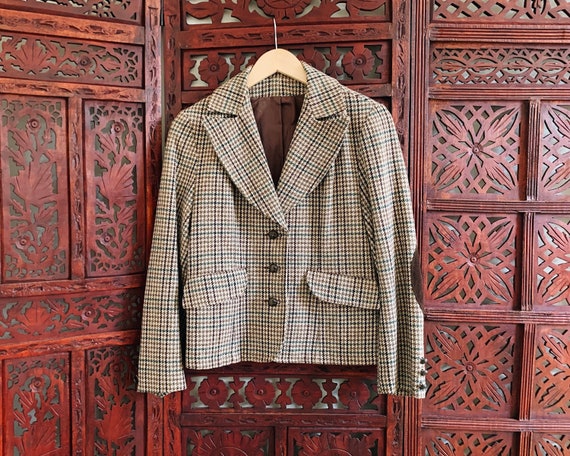 Vintage 60s 70s Houndstooth Professor Blazer - image 1