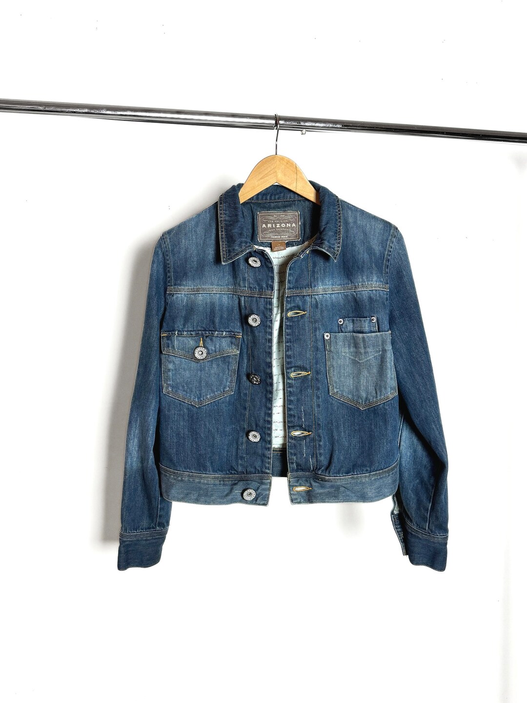 Y2k Denim Jacket | Sz Small - Vintage 00s Distressed Faded Women's