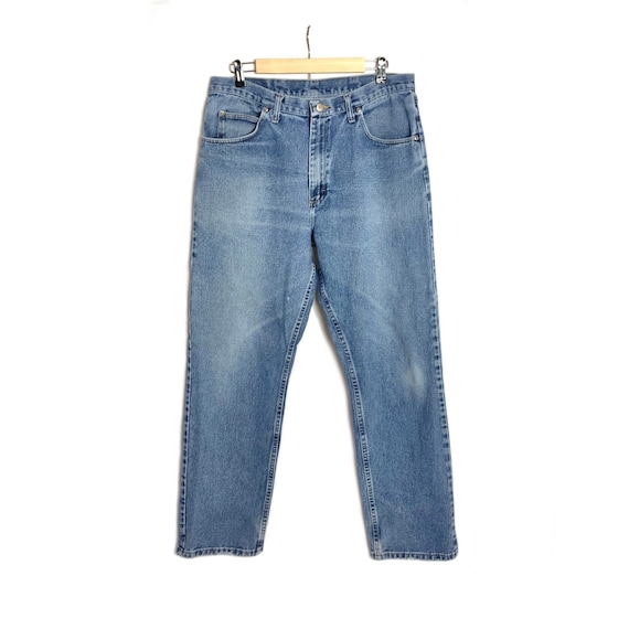 90s Wrangler Jeans • 36 Waist | Straight Leg Light Medium Wash Denim