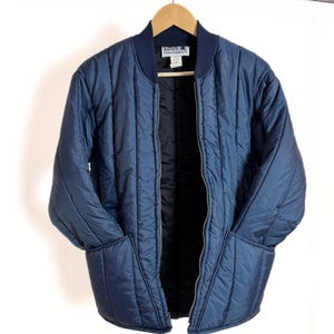 80s Liner Jacket | Sz Xs Small - Vintage Navy Blue Quilted