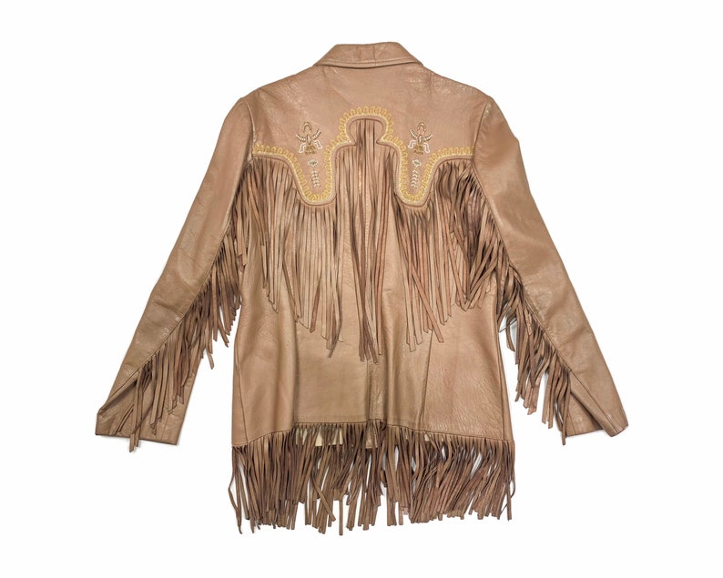 Vintage 50s RARE Pioneer Wear Beaded Fringe Leather Jacket \u2022 ML