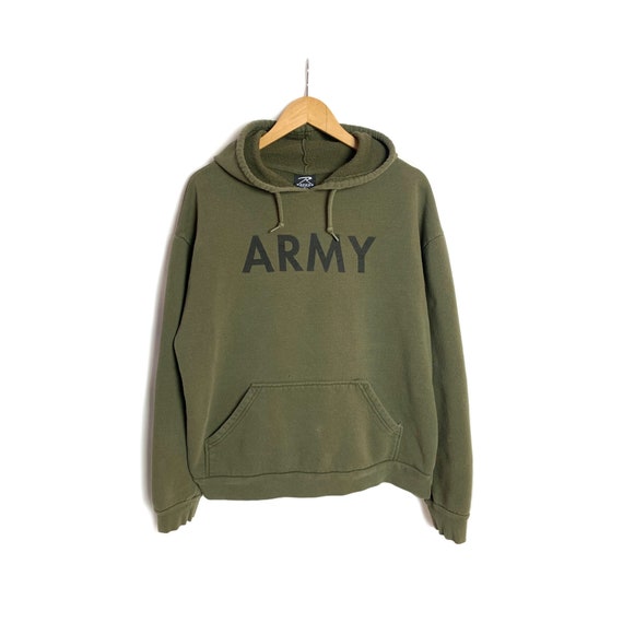 90s Army Pullover Hoodie | Size L XL | Green Hood… - image 1