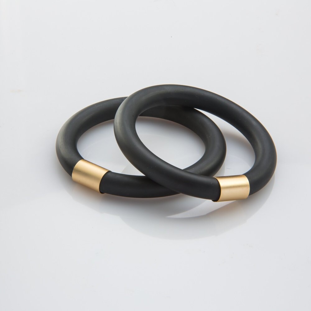 Black Silicone Thick Band Bracelet Set of 2 Etsy