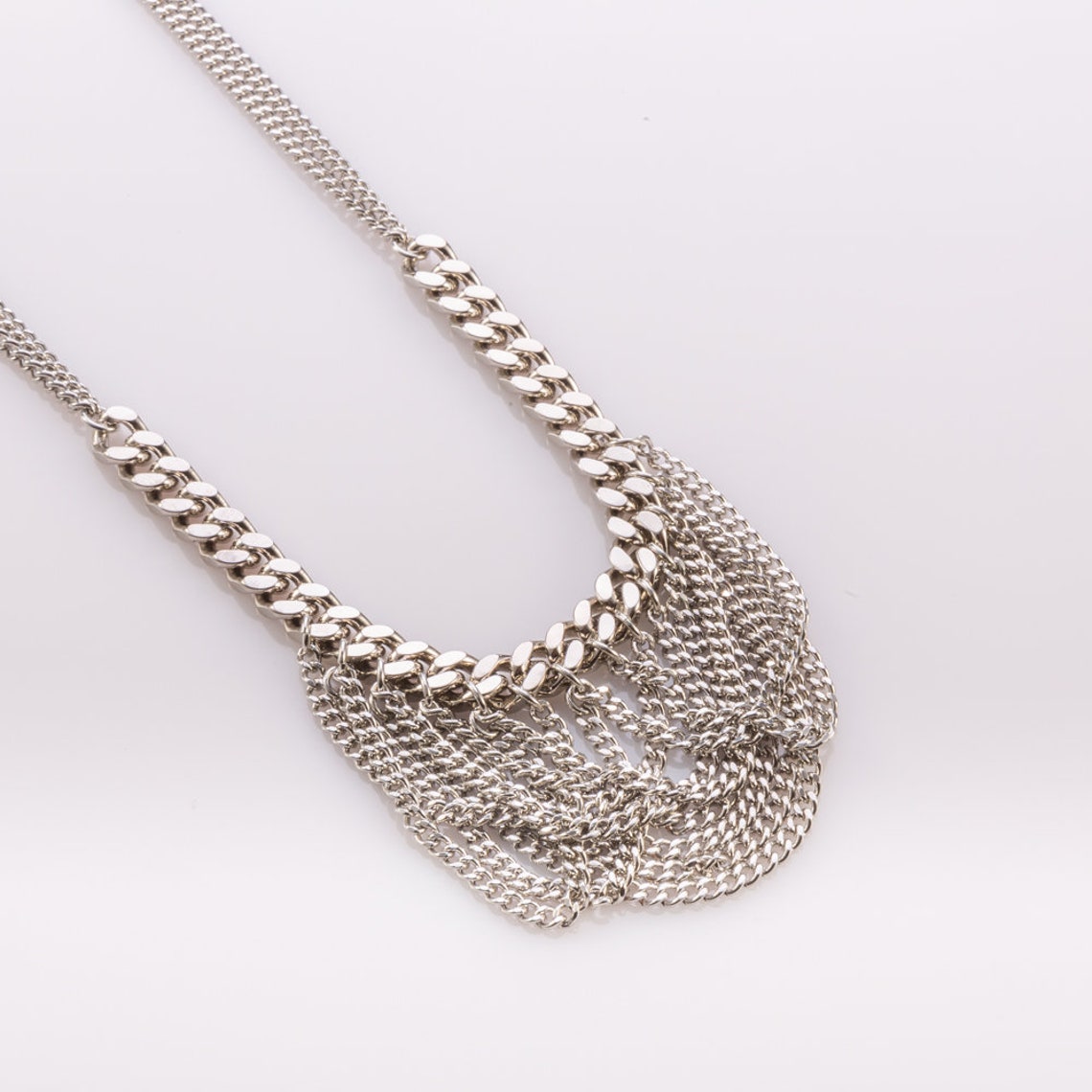 Multi Chain Statement Necklace with Silver or Gold Plating Etsy