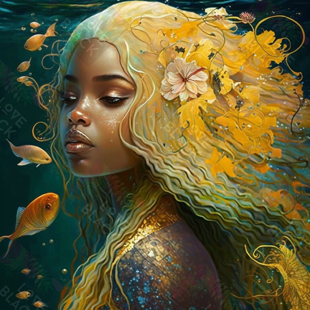 Beautiful Black Mermaid Art Etsy