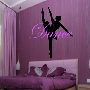 Dance Custom Wall Decal Choose Colors, girls room decor, ballet decor, ballerina decal, ballet decal, ballerina decor, dancing art image 1