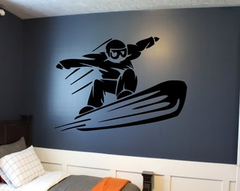 Snowboarder kids room wall decal - snowboarding decor, snowboarding wall decal, winter decor, extreme sports, snow board, snowboarder decals