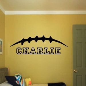 Football Laces Wall Decal with Name - boys room decor, football decal, football stitches decal, sports wall decor, football decals