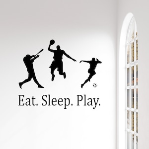 Eat. Sleep. Play. All Sports Wall Decal - v2 -basketball wall decor, basketball vinyl, basketball sports decal, basketball decor - All Sport