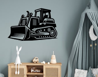 Bulldozer Decal - Bulldozer Wall Art - Earthmover Decal - Toddler Crane - Lift Decal - Construction Decal - Crane Operator Decal