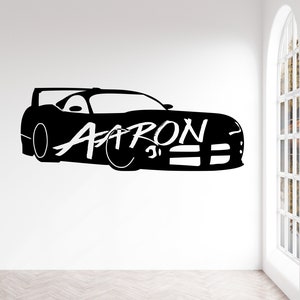 Custom Racecar Wall Decal with Name Inscribed - racing decal, car decor, boys room decals, boys room decor, viper decal