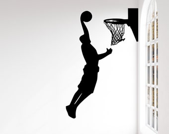 Basketball Dunk with Hoop Wall Decal - basketball wall decor, basketball vinyl, basketball sports decal, basketball hoop, sports wall decal