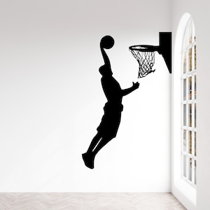 Basketball Dunk with Hoop Wall Decal - basketball wall decor, basketball vinyl, basketball sports decal, basketball hoop, sports wall decal
