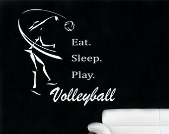 Eat. Sleep. Play. Volleyball Wall Decal - Sports Decal, volleyball decal, volleyball decor, volleyball theme room, girls room decor