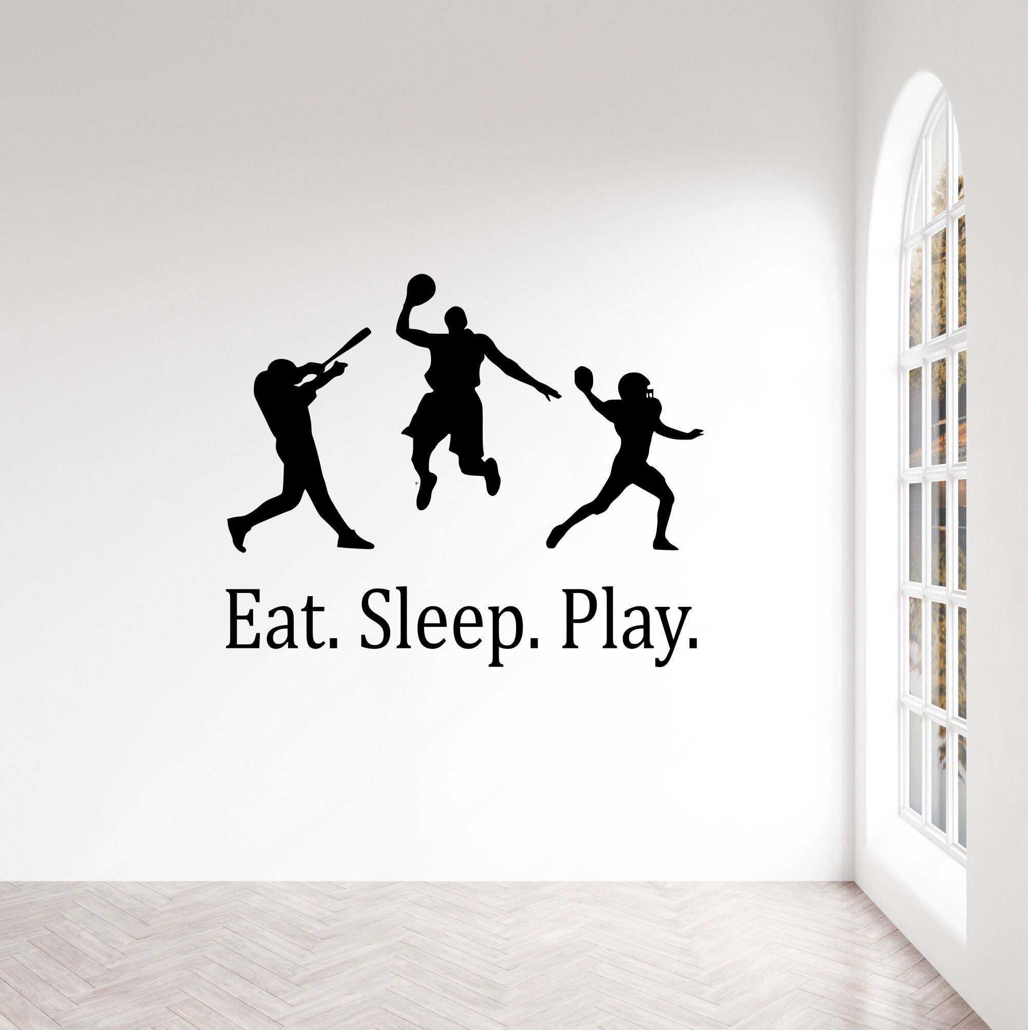 Eat. Sleep. Play. All Sports Wall Decal - Multi Sport Decal - All Sport Decal - Basketball Decal - 2 Sport Athlete - Sport Decals