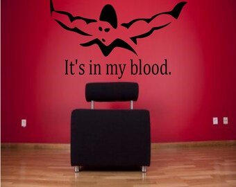 It's in my blood swimming wall decal - sports decal, swimming wall decor, swimming, swimmer decal, swimmer wall decor, swim decor