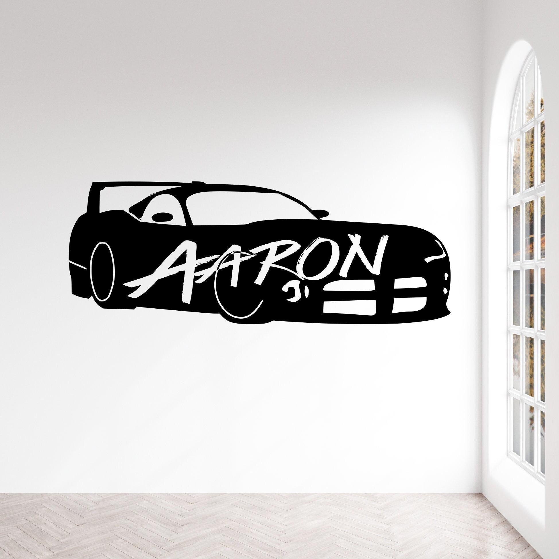 Custom Racecar Wall Decal With Name Inscribed - Racing Decal, Car Decor ...