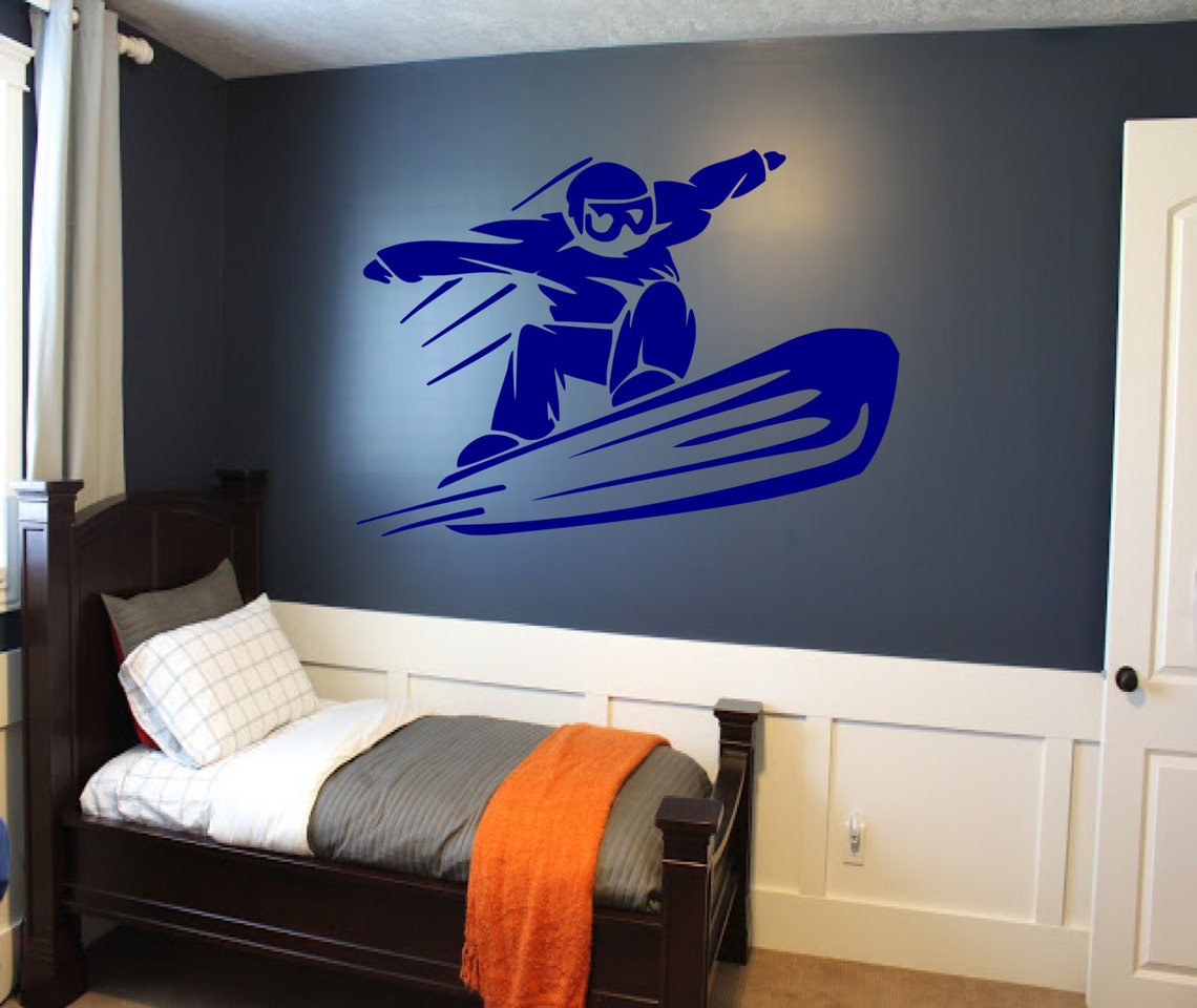 Snowboarder Kids Room Wall Decal Snowboarding Decor Etsy