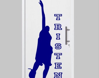 Custom Name Basketball Player wall decal - door decals, basketball decals, boys room decor, personalized wall decals, sports decals