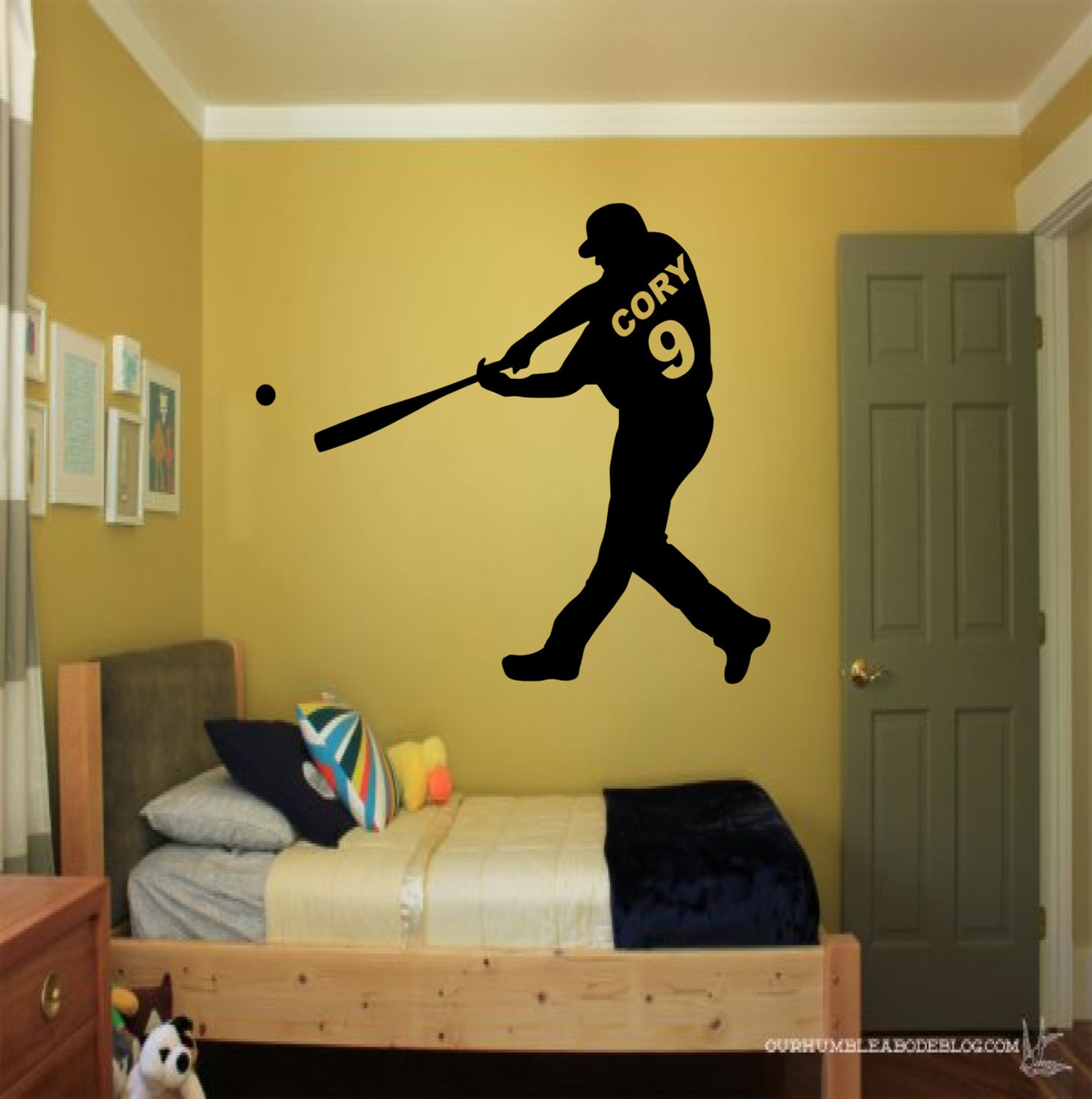 Personalized Baseball Player Wall Decal With Name and Number Etsy