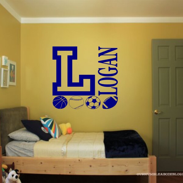 Custom Name Sports Wall Decal Etsy
