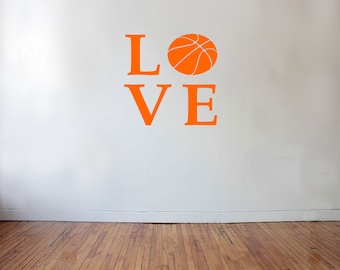 LOVE Basketball Sports Wall Decal - sports decal, kids room decor, basketball sticker, basketball decor