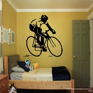 Cyclist Wall Decal - sports decal, tour de france, bicycle wall art, cyclist sticker, sports wall decal