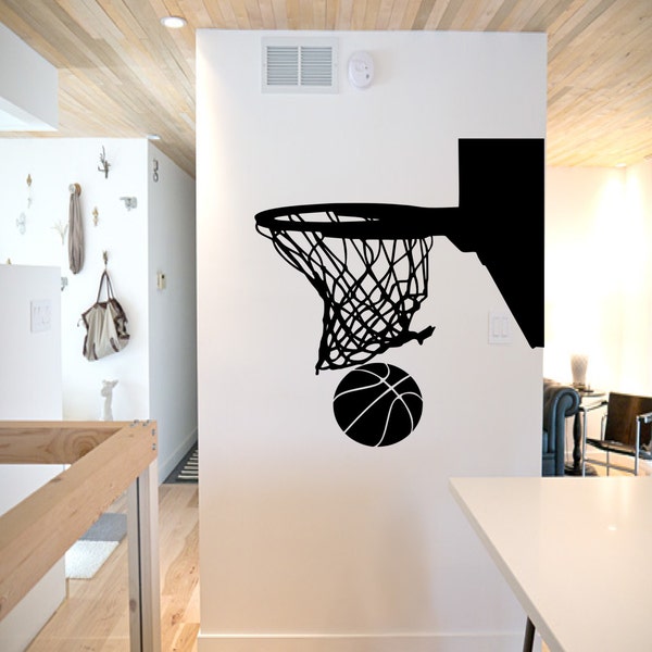 Basketball Hoop Wall Decal - basketball wall decor, basketball vinyl, basketball sports decal, basketball hoop, sports wall decal