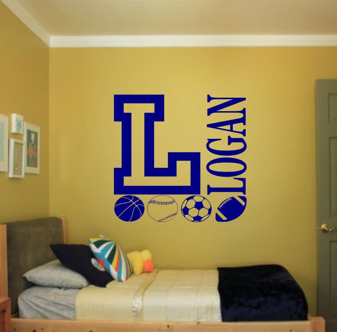 Custom Kids Name Boys Wall Decal - Custom Sports Decal, Boys Decal ...