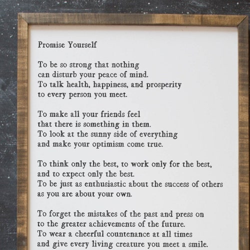 Promise Yourself Wood Sign Inspiring Quote Rustic Signs - Etsy