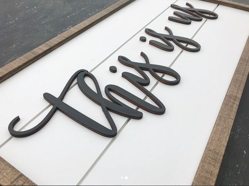 3D Text Rustic Chic Modern Farmhouse Fixer Upper Living Room Decor Wood Sign This is Us Shiplap Wall Decor