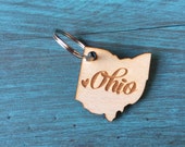 OHIO - State - Script Ohio - Magnet - Keychain - Wood