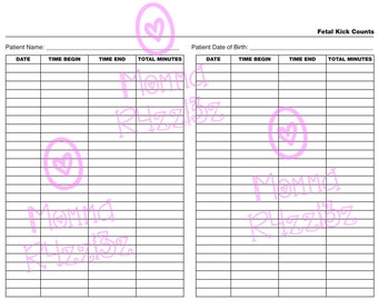 Digital Interactive PDF File to track Fetal Kick Counts