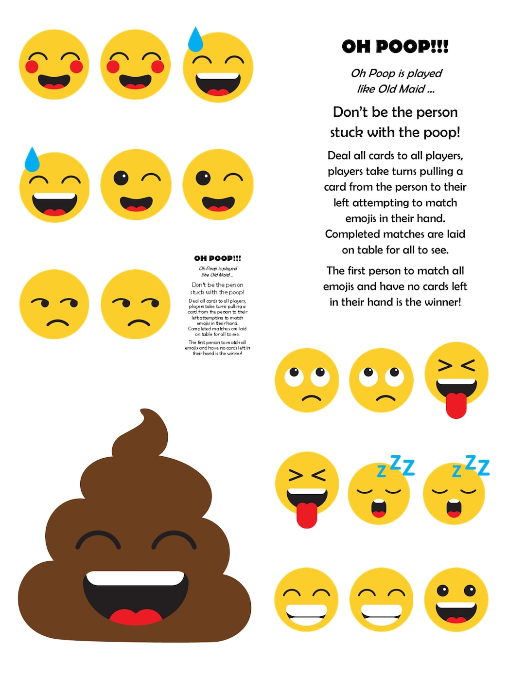 Digital Downloadable Oh Poop Card Game Like Old Maid Etsy