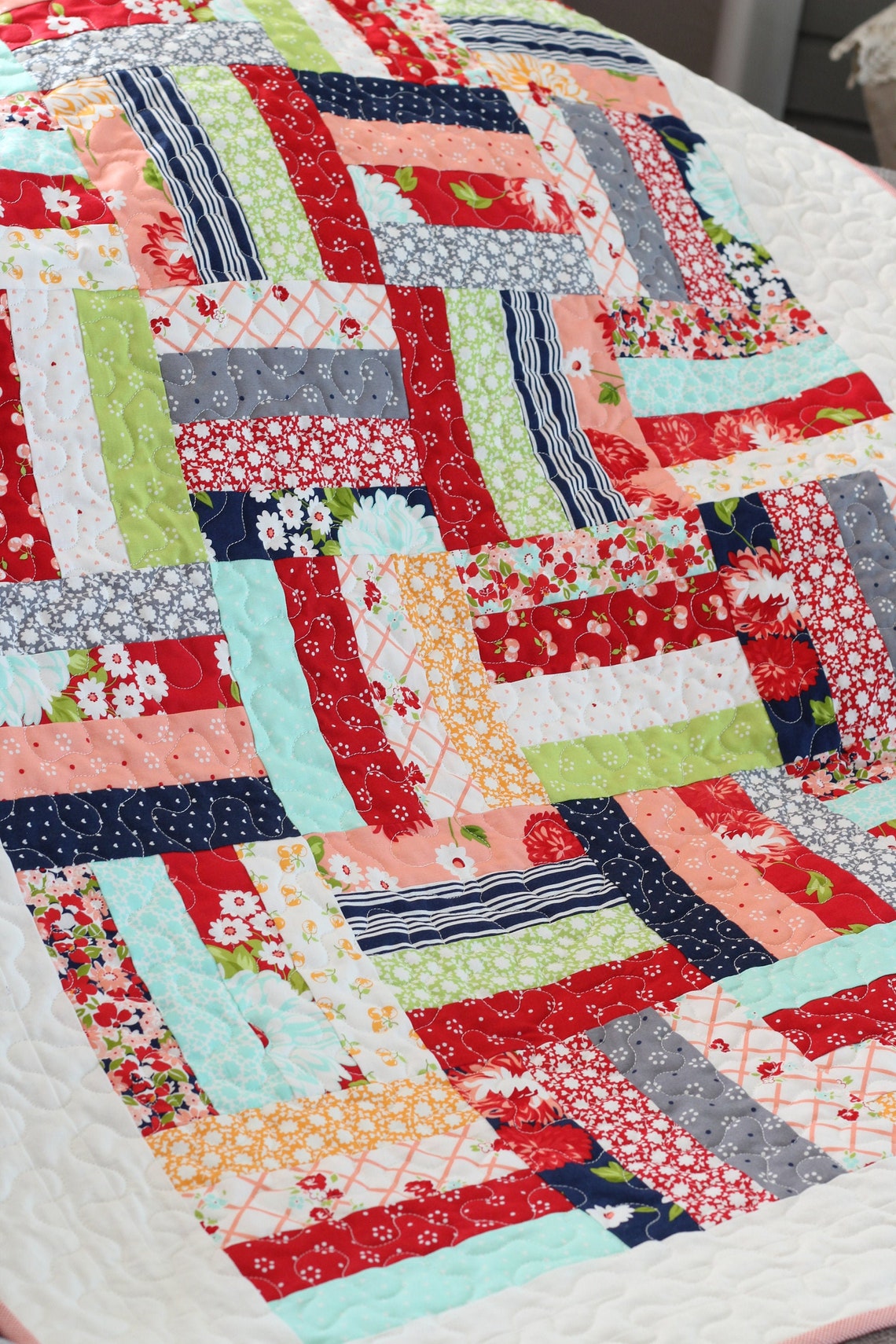 Rail Fence Baby Quilt Etsy