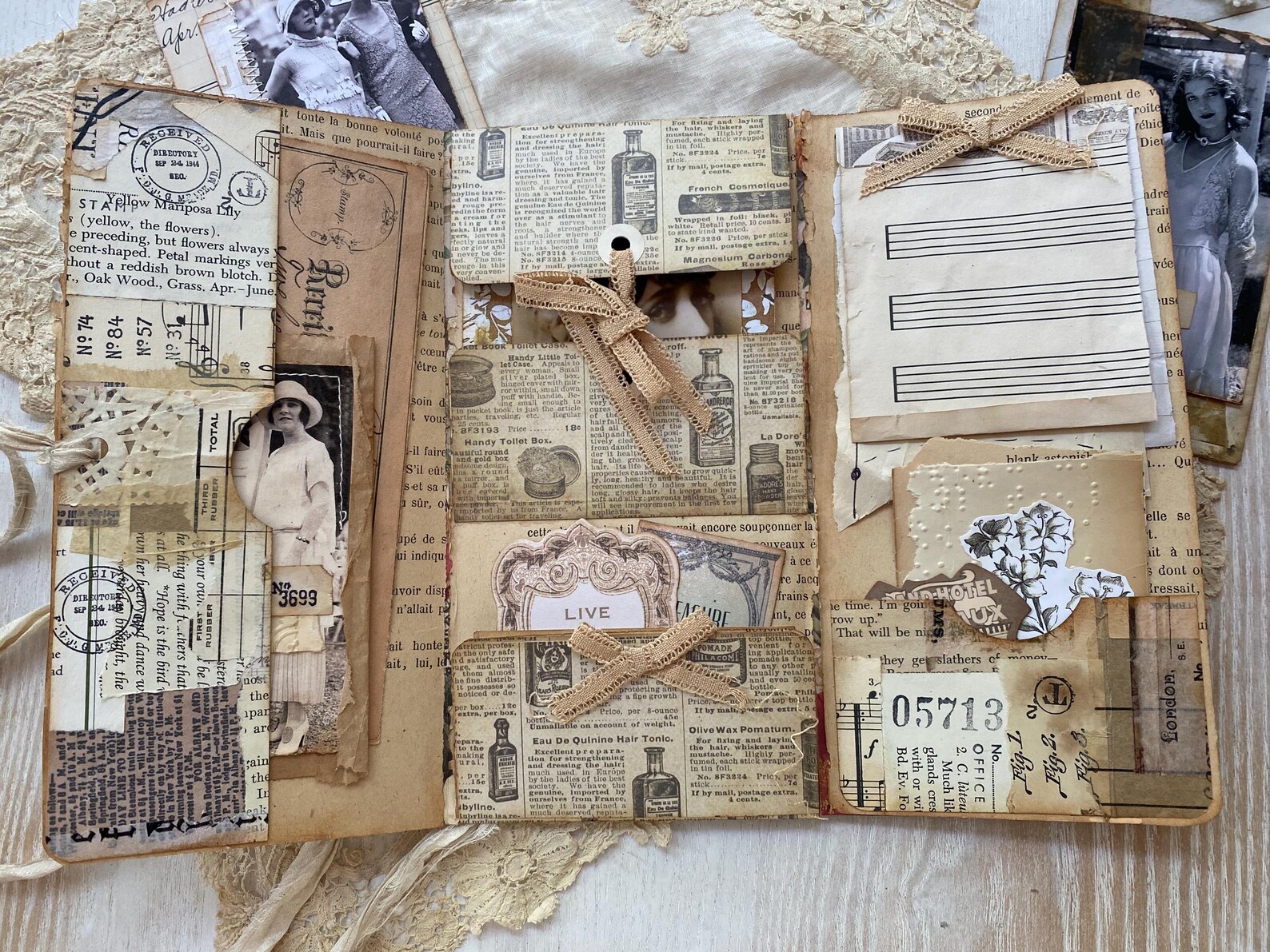Handmade Junk Journal With Vintage Ephemera With Vintage Inspired ...