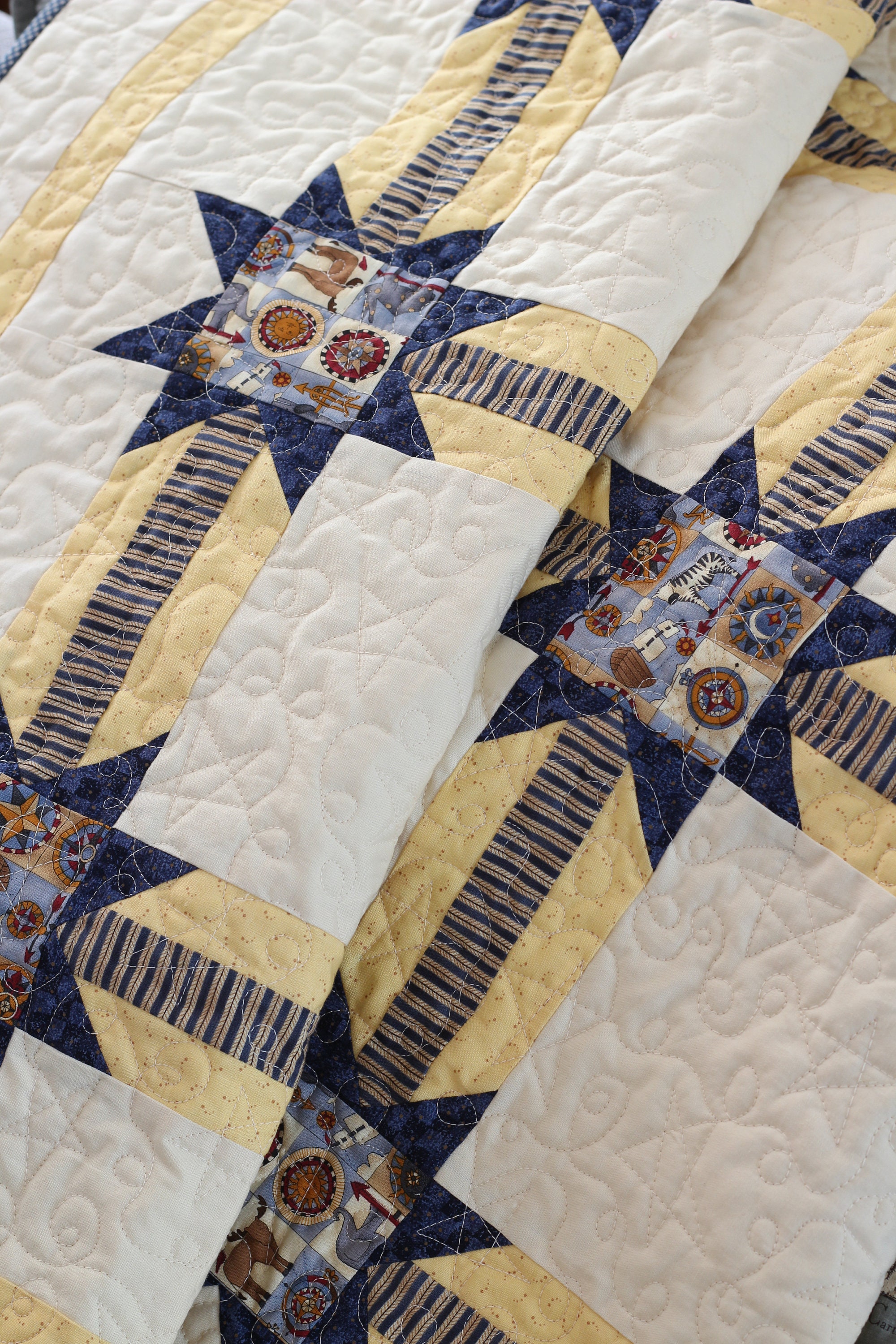 Blue and Yellow Stars Baby Quilt Etsy UK