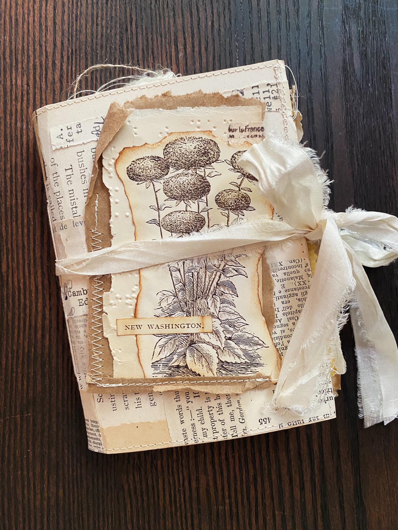 Neutral Handmade Junk Journal With Vintage Ephemera - Mixed Media ...